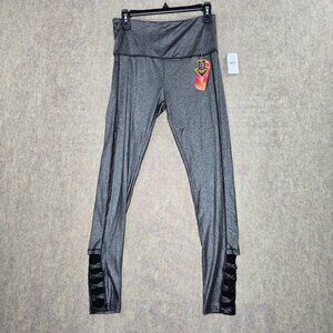 Rue21 Shosho Strappy Metallic Leggings Large Polyester/Spandex Gray